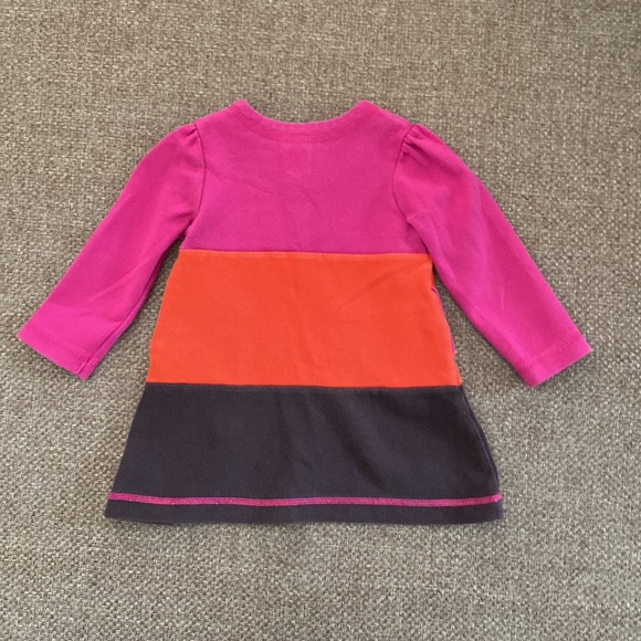 Baby Gap Pink, Orange, Brown Colourblock Long Sleeve Dress 18-24 Months - Picture 2 of 8